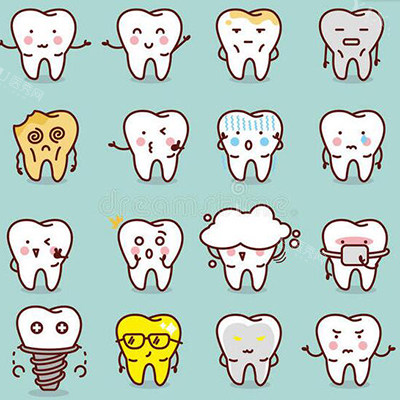 不同的牙齿状态卡通图