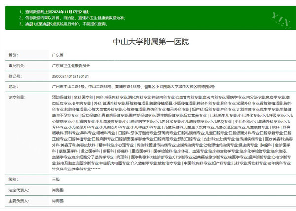 中山大学附属第一医院卫健委登记号