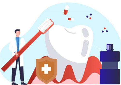 牙齿清洁人物卡通图