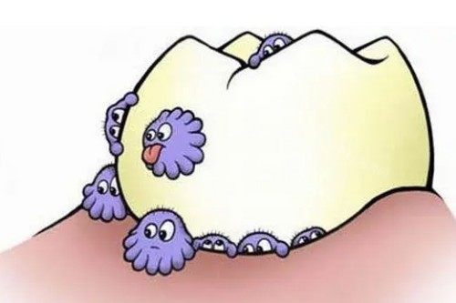 牙齿有细菌卡通展示图