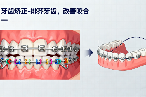 金属牙齿矫正卡通展示图