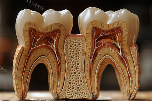 牙齿侧面解剖漫画示意图
